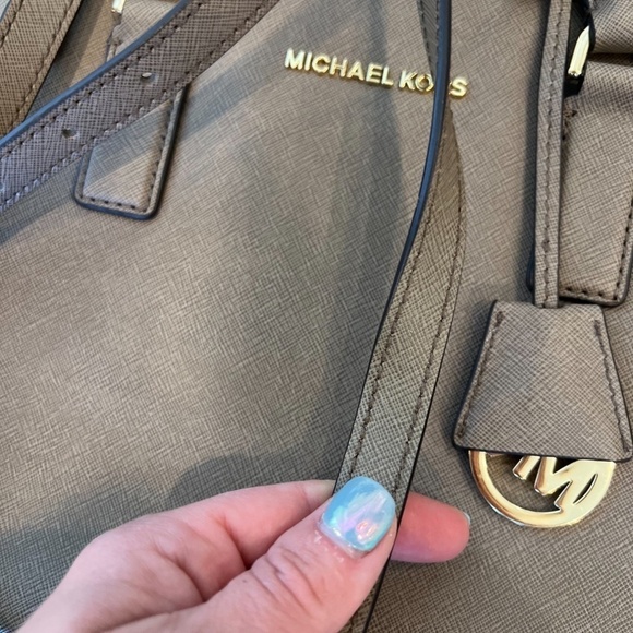 Michael Kors Dillon Satchel Tote Crossbody Bag Saffiano Leather Gray - Picture 14 of 16